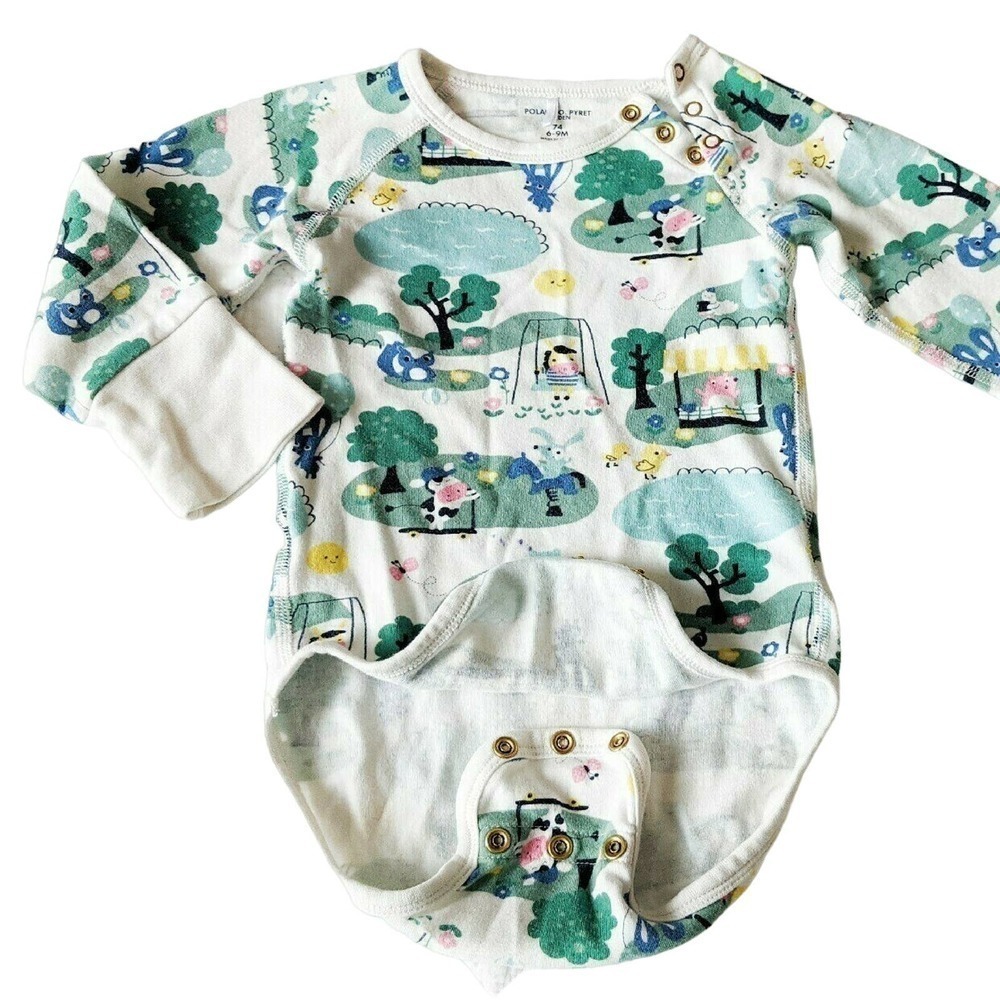 Polarn O'Pyret 6-9 Months Grow Snap Onesie Bodysuit POP Park